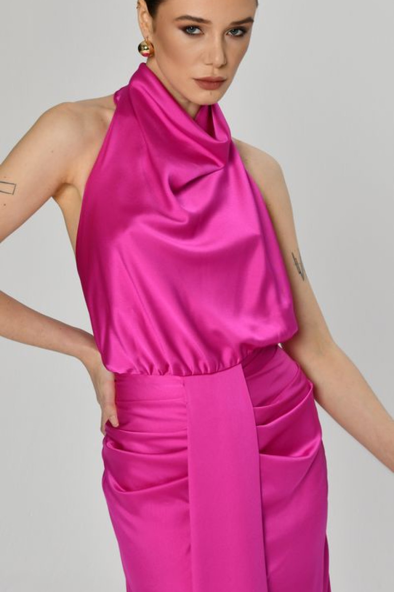 Pembe Uzun Abiye - T 4037