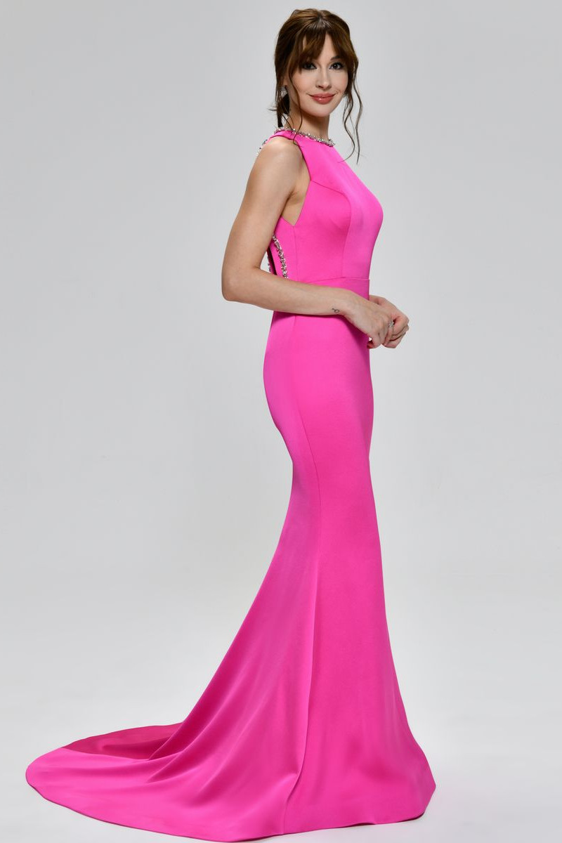 Pembe Uzun Abiye - T 4083
